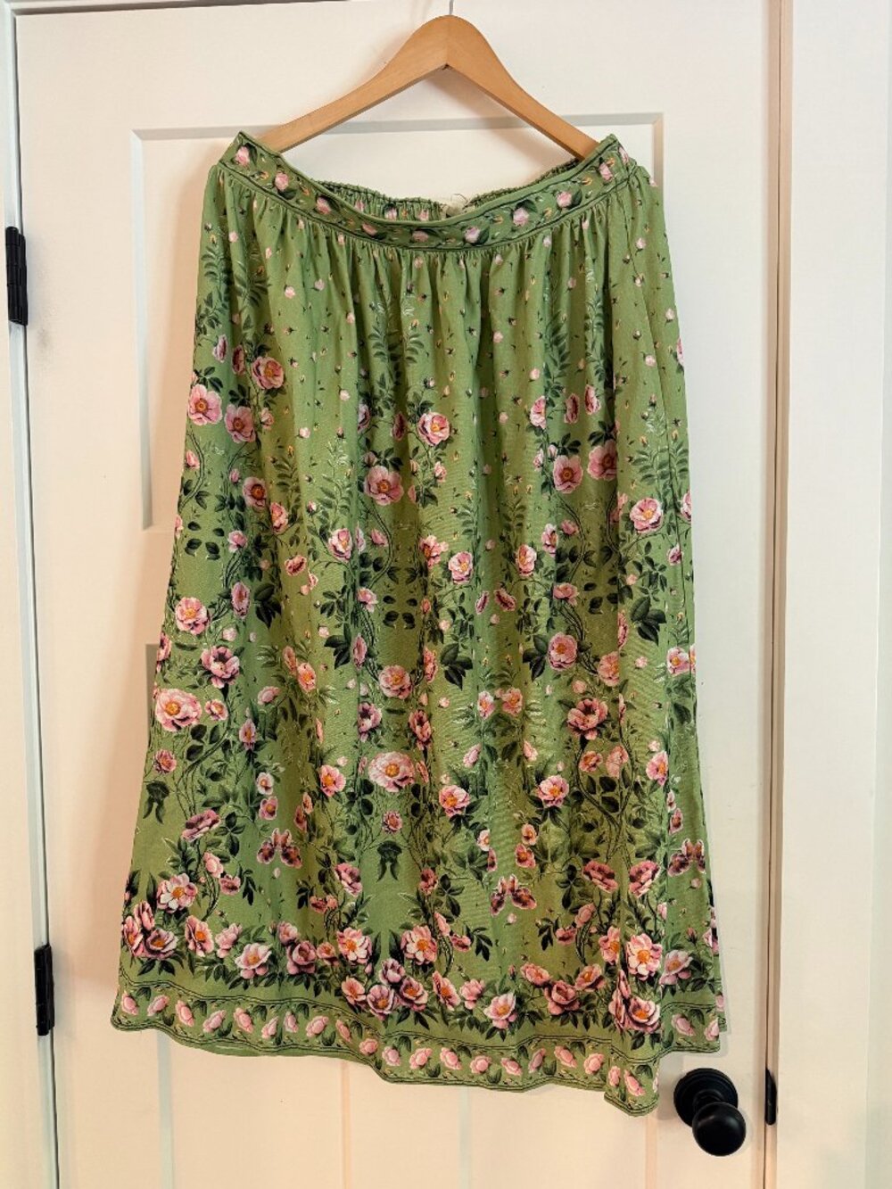 New green and pink floral skirt